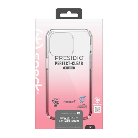 Speck Presidio Perfect-Clear + Ombre - Etui iPhone 14 Pro z powłoką MICROBAN (Clear / Vintage Rose Fade)