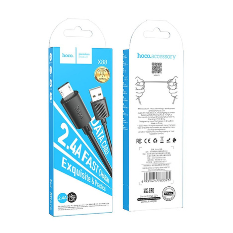 HOCO kabel USB do Micro 2,4A Gratifed X88 czarny