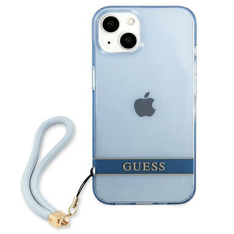 Case IPHONE 13 MINI Guess Hardcase Translucent Stap (GUHCP13SHTSGSB) blue