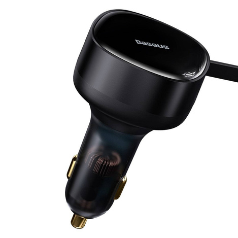 Baseus Enjoyment Retractable 2-in-1 Car Charger C+L 30W Black