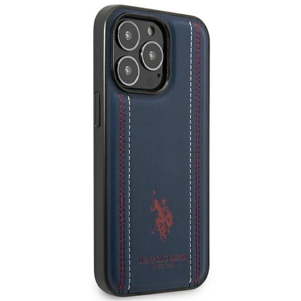 US Polo USHCP14LPFAV iPhone 14 Pro 6,1" granatowy/navy blue Leather Stitch