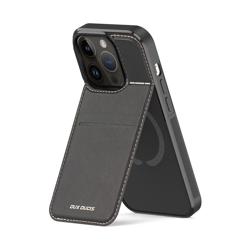 3-in-1-Hülle für iPhone 14 Pro mit MagSafe Wallet RFID-blockierender Ständer Dux Ducis Rafi Mag – Schwarz