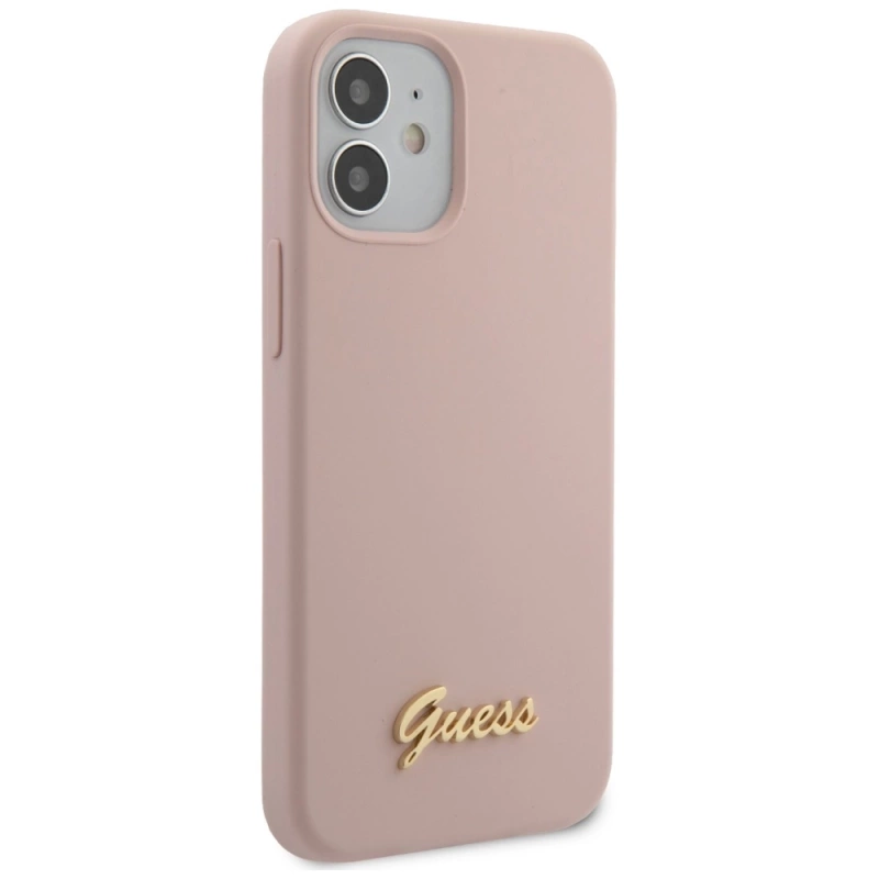Guess Silicone Script - Etui iPhone 12 mini (różowy)