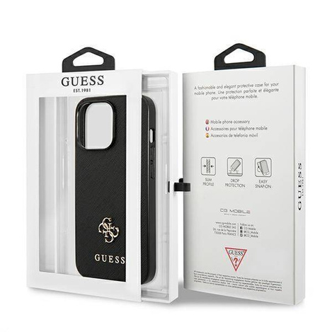 Case IPHONE 13 PRO Guess Hardcase Saffiano 4G Small Metal Logo (GUHCP13LPS4MK) black