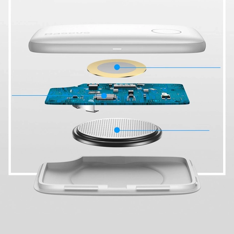 Baseus T2 brelok mini bezprzewodowy lokalizator do kluczy i innych przedmiotów biały (ZLFDQT2-02)