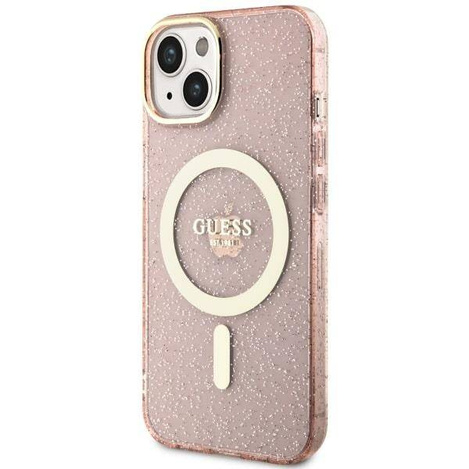 Guess GUHMP14MHCMCGP iPhone 14 Plus 6.7" pink/pink Hardcase Glitter Gold MagSafe