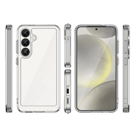Etui silikonowe Outer Space Case z żelową ramką do Samsung Galaxy S25 - przezroczysto-czarne