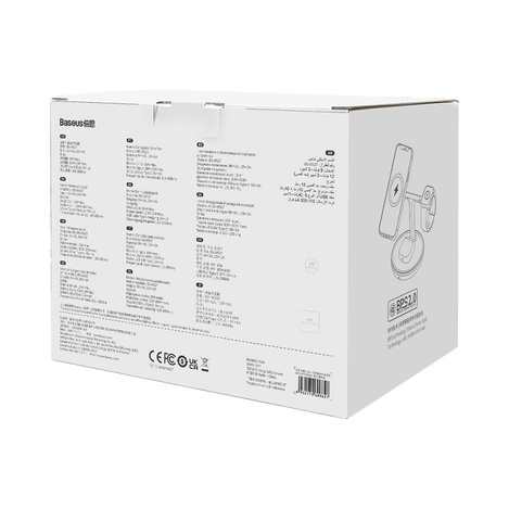 Baseus Swan ładowarka indukcyjna (kompatybilna z MagSafe) stojak do iPhone, Apple Watch, AirPods + kabel USB-C 1m czarny (WXTE000101)