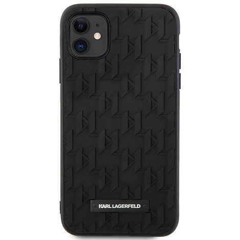 Original Handyhülle IPHONE 11 Karl Lagerfeld Hardcase 3D Monogram (KLHCN61RUPKLPK) schwarz