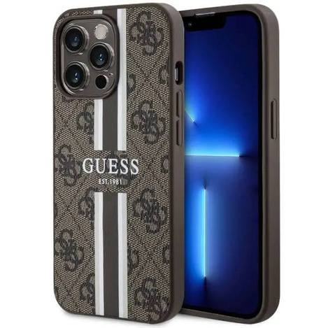 Guess GUHMN61P4RPSW iPhone 11 / Xr brązowy/brown hardcase 4G Printed Stripes MagSafe