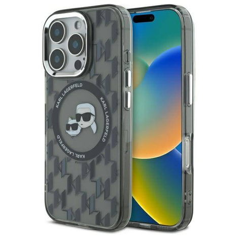 Karl Lagerfeld nakładka do iPhone 16 Pro 6,3" KLHMP16LHMCKMHK czarna Hardcase IML Monogram Karl&Choupette Head MagSafe