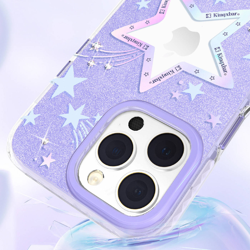 Kingxbar Heart Star Series Hülle für iPhone 14 Plus Lila Star Hülle