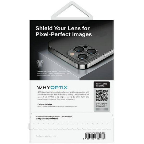 UNIQ Optix Aluminium Camera Lens Protector iPhone 14 Pro 6.1" / 14 Pro Max 6.7" sterling silver szkło na obiektyw aparatu z aplikatorem