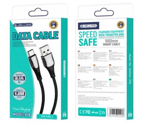 JELLICO kabel B18 USB-C 3.1A 1M Czarny