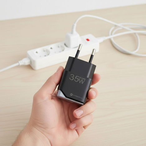 Ładowarka sieciowa do telefonu Forcell F-Energy Ultra Slim GaN III USB C PD QC4.0 3A 35W B135101-E czarna