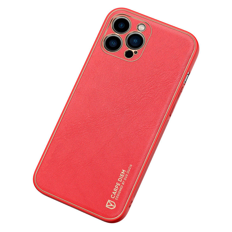 Dux Ducis Yolo eleganckie etui pokrowiec ze skóry ekologicznej iPhone 13 Pro czerwony