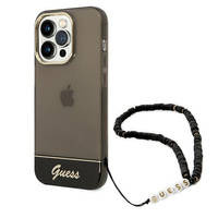 Guess GUHCP14LHGCOHK iPhone 14 Pro 6.1 &quot;schwarz / schwarzes Hardcase Translucent Pearl Strap