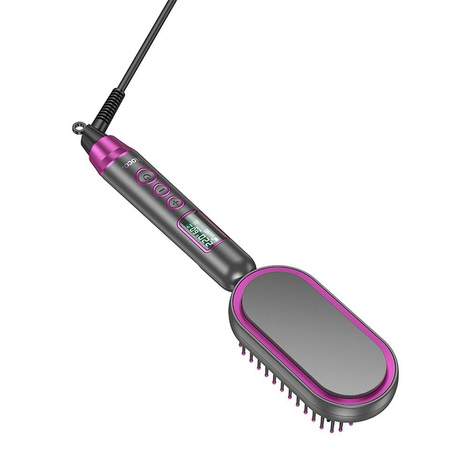 HOCO prostownica do włosów z grzebieniem z wyświetlaczem HP44 czerwony róż