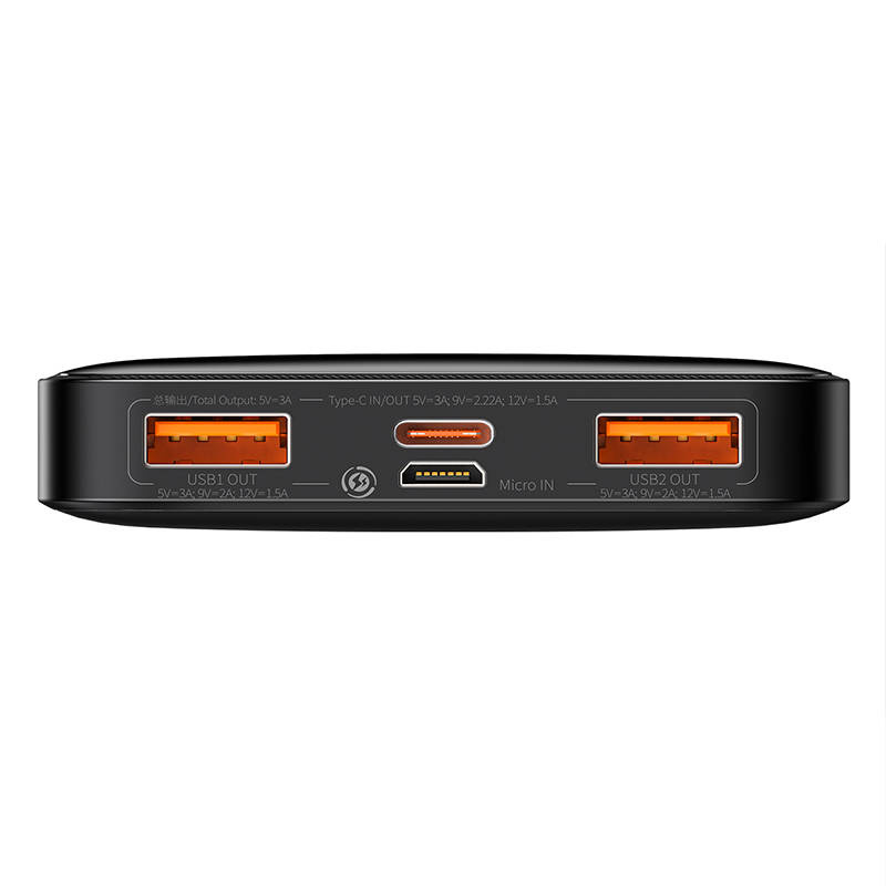 Powerbank Baseus Bipow 10000mAh, 2xUSB, USB-C, 20W (czarny)