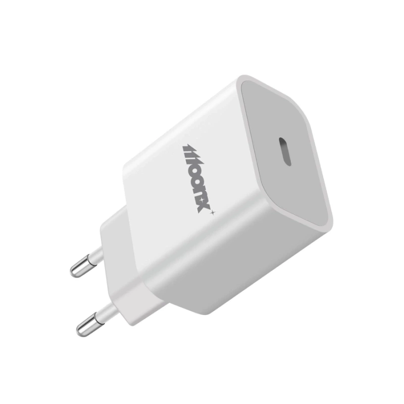 Ładowarka sieciowa MOONX MC03, USB-C, PD 20W + kabel USB-C/Lightning biała