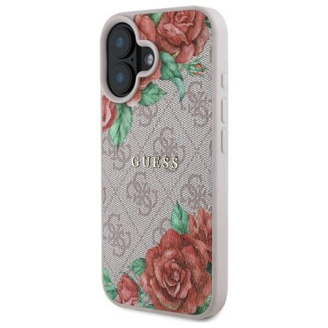 Original Case IPHONE 16 Guess Hardcase 4G Flowers Print MagSafe (GUHMP16SP4ROPEMCP) pink