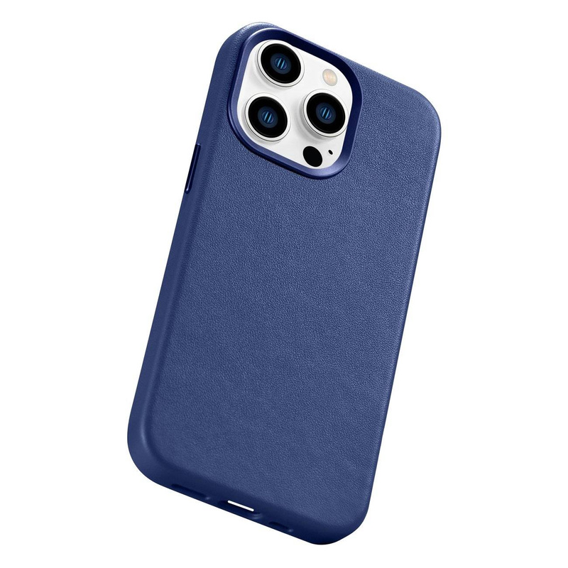 iCarer Case Leather genuine leather case for iPhone 14 Pro Max blau (WMI14220708-BU) (MagSafe compatible)