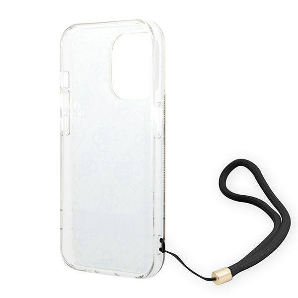 Oryginalne Etui IPHONE 14 PRO MAX Guess Hardcase 4G Print Strap (GUOHCP14XH4STW) brązowe
