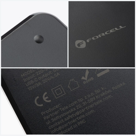 Uniwersalny zasilacz do laptopa 90W Forcell F-Energy E856 (6 końcówek) czarny