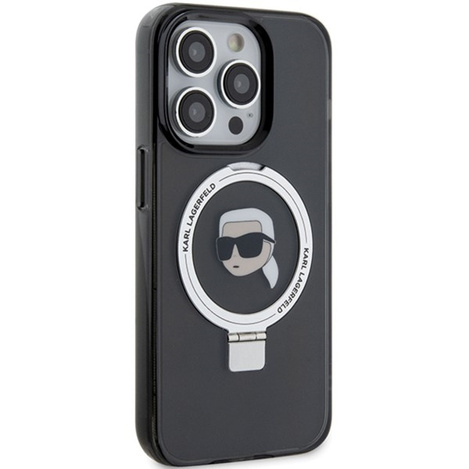 Karl Lagerfeld KLHMP15LHMRSKHK iPhone 15 Pro 6,1&quot; schwarz/schwarz Hardcase Ringständer Karl Head MagSafe