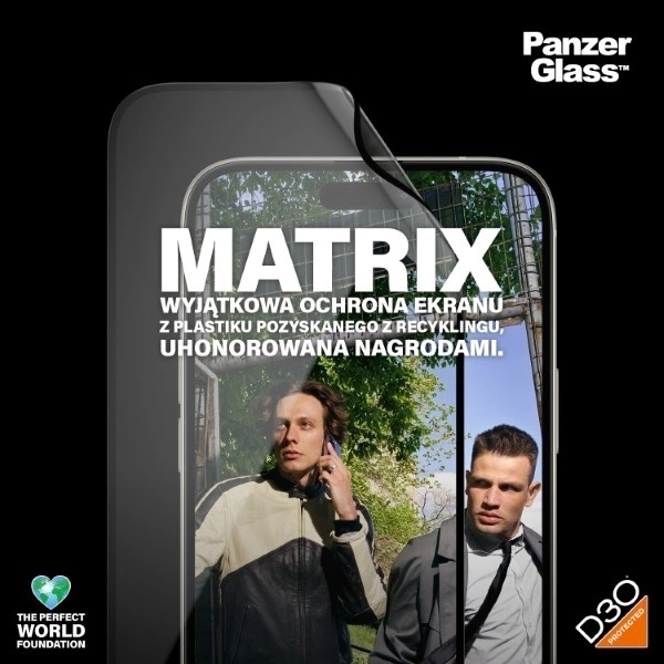 PanzerGlass Matrix Ultra-Wide-Fit Hybridglas für iPhone 15 Plus mit Positionierer