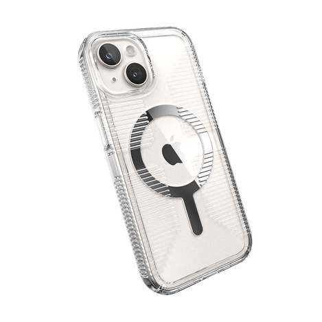 Speck Gemshell Grip + MagSafe - Etui do iPhone 15 / iPhone 14 / iPhone 13 (Clear / Chrome Finish)