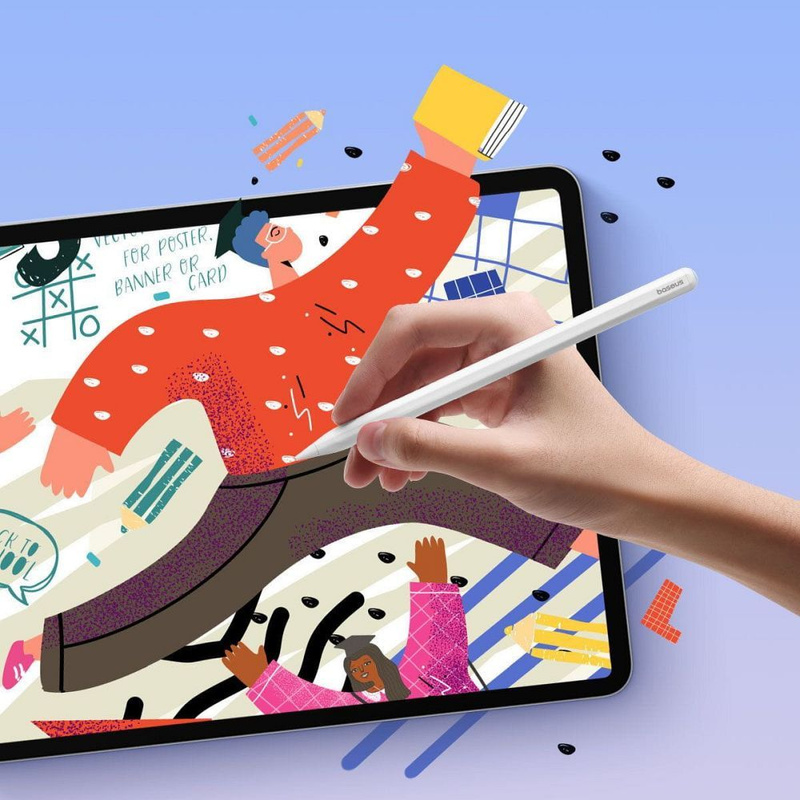 Baseus Smooth Writing 2 Overseas Edition Stylus mit aktiver Spitze für iPad mit austauschbarer Spitze – Weiß