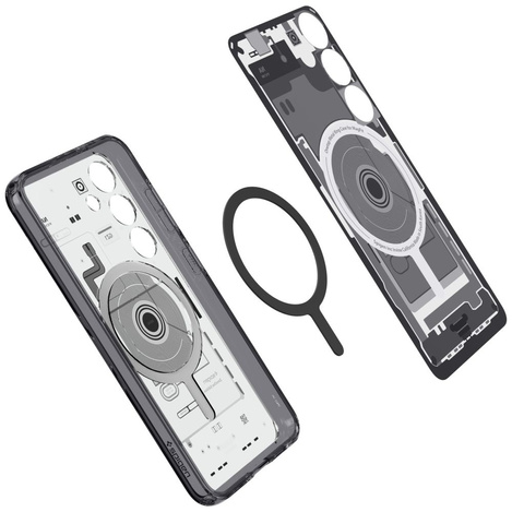 Etui Spigen Ultra Hybrid OneTap Ring z MagSafe na Samsung Galaxy S24 - przezroczyste (wzór Zero One)