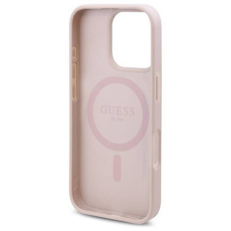 Original Handyhülle IPHONE 16 PRO MAX Guess Hardcase 4G Flowers Print MagSafe (GUHMP16XP4ROPEMCP) rosa
