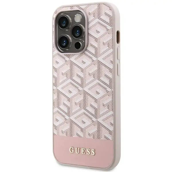 Guess GUHMP14LHGCFSEP iPhone 14 Pro 6.1" pink/pink hard case GCube Stripes MagSafe