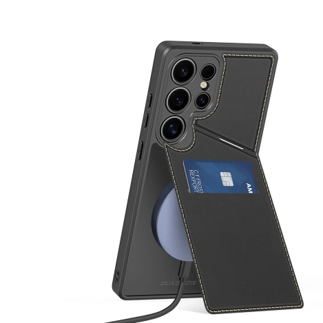 Dux Ducis Rafi II Case for Samsung Galaxy S25 Ultra with Stand and Wallet - Black