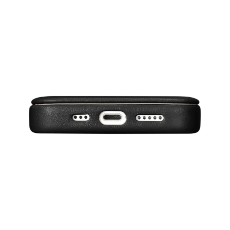 iCarer CE Premium Leather Folio Case skórzane etui iPhone 14 Plus z klapką magnetyczne MagSafe czarny (WMI14220715-BK)
