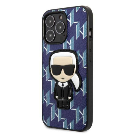 Original Handyhülle IPHONE 13 PRO MAX Karl Lagerfeld Hardcase Monogram Ikonik Patch blau