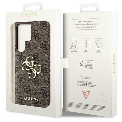Oryginalne Etui GUESS Hardcase GUHCS24L4GMGBR do Samsung S24 Ultra (Leather 4G Metal Logo / brązowy)