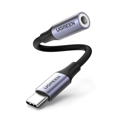 Ugreen AV161 Adapter für Kopfhörer Miniklinke 3,5 mm (weiblich) / USB-C (männlich) 10 cm – Grau