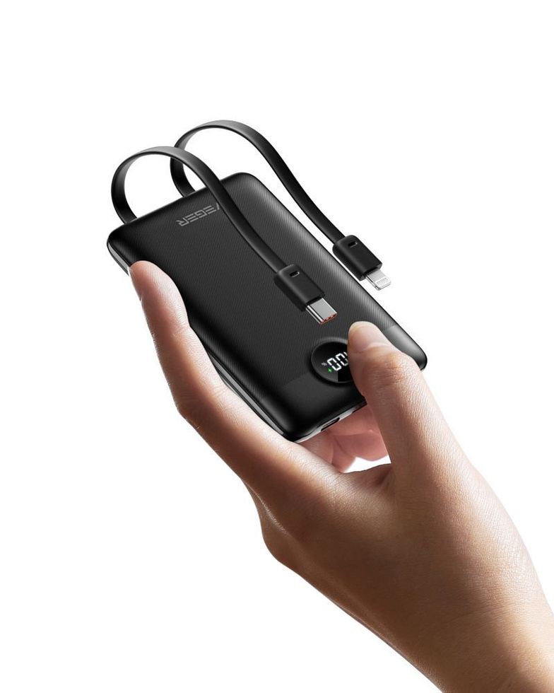 Bateria zewnętrzna (Powerbank) VEGER C11 BEST - 10 000mAh LCD z kablem Typ C + Apple Lightning 8-pin QC3.0 PD 22,5W (W1170)
