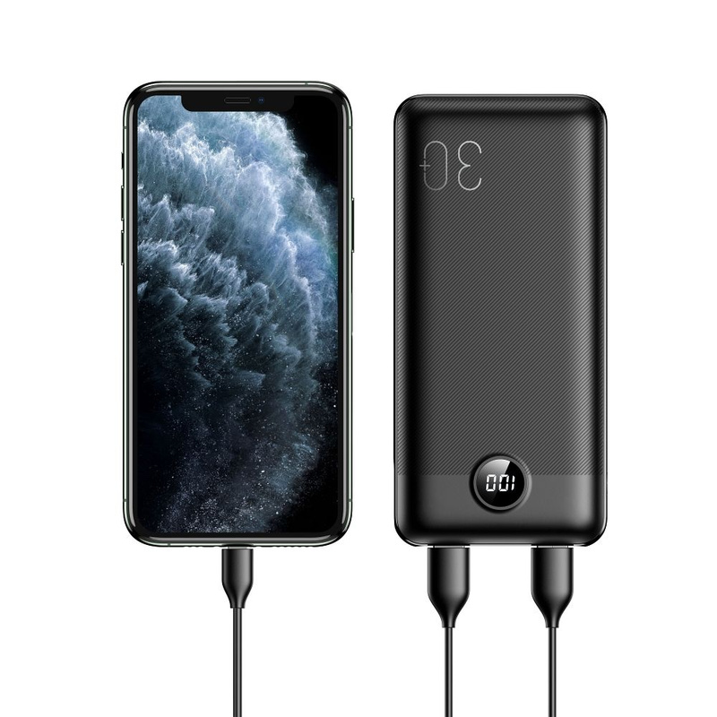 Bateria zewnętrzna (Powerbank) VEGER L30 - 30 000mAh LCD Quick Charge PD 20W czarny (W3008PD )