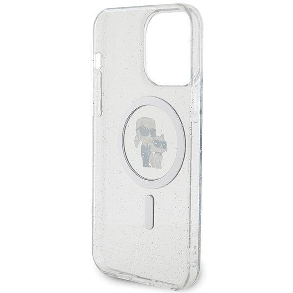 Karl Lagerfeld Karl&amp;Choupette Glitter MagSafe Hülle für iPhone 15 Pro Max – transparent