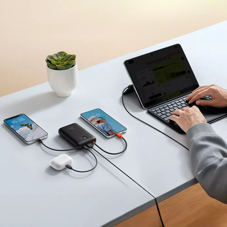 VEGER powerbank 20000 mAh z wbudowanymi kablami Typ C / Lightning PD QC3.0 35W K2 (W2068) czarny