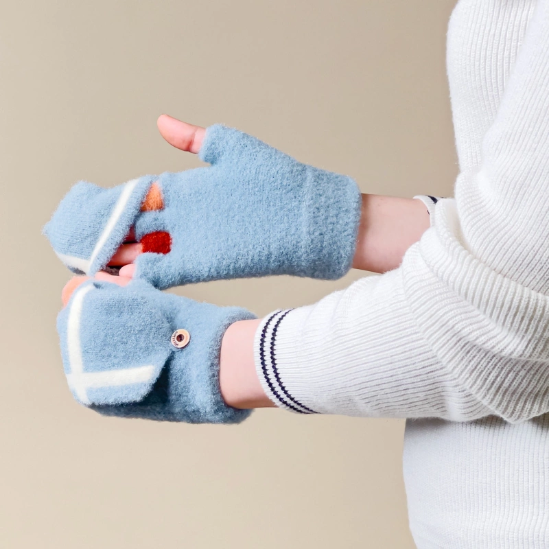 Women's/children's winter telephone gloves - blue