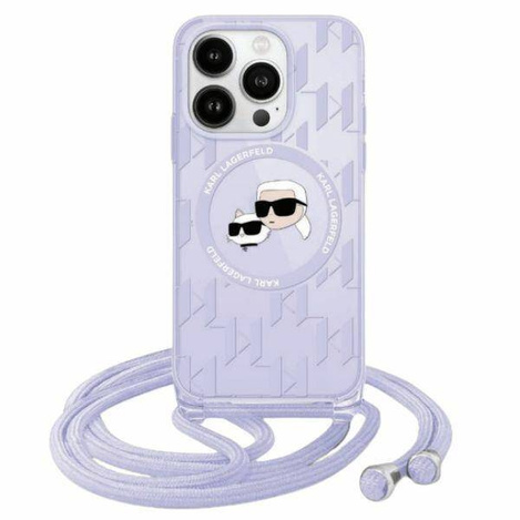 Karl Lagerfeld KLHMP15LHCKCKLCU iPhone 15 Pro 6.1" fioletowy/purple hardcase IML Crossbody Monogram Karl & Choupette Head MagSafe