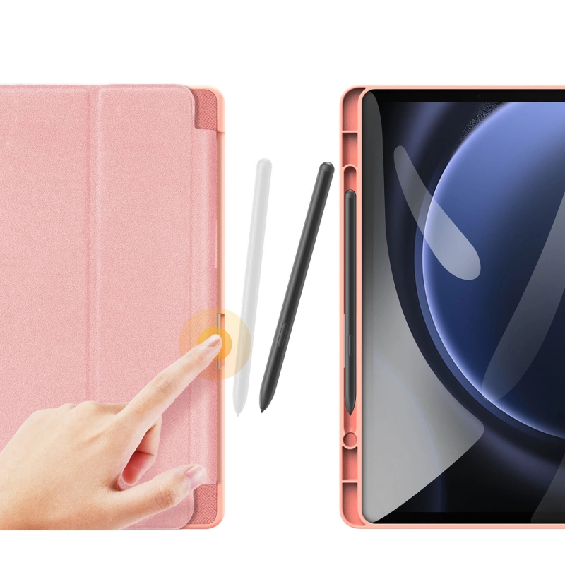 Dux Ducis Domo Öko-Lederhülle mit Ständer für Samsung Tab S9 FE+ – Rosa