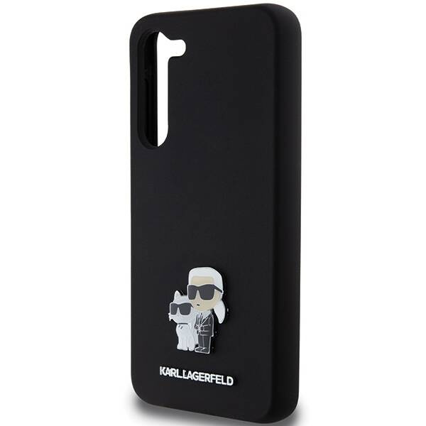 Oryginalne Etui KARL LAGERFELD hardcase Silicone Karl&Choupette Metal Pin KLHCS24MSMHKCNPK do Samsung Galaxy S24 Plus czarny