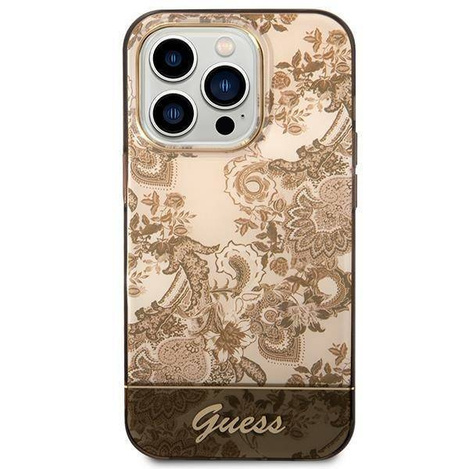 Guess Porcelain Collection - Etui iPhone 14 Pro (ochre)