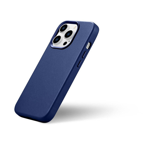 iCarer Case Leather Genuine Leather Case Cover for iPhone 14 Pro Max Blue (WMI14220708-BU) (MagSafe Compatible)